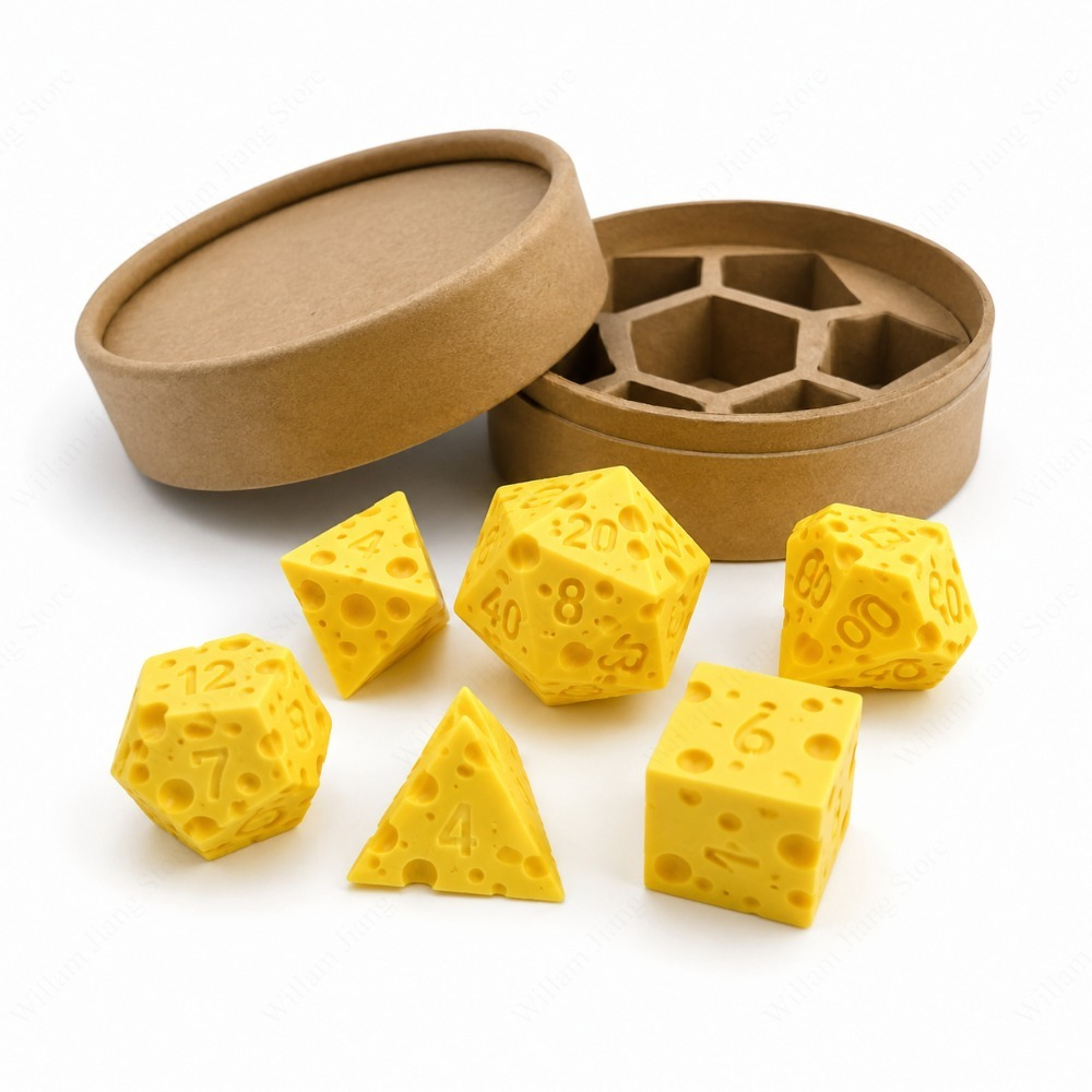 3D Printed Cheese Dice Set wit - Party Games At Christmas recension och pris