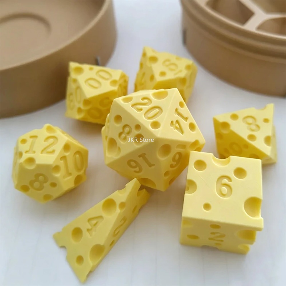 3D Printed Cheese Dice Set wit - Party Games At Christmas recension och pris