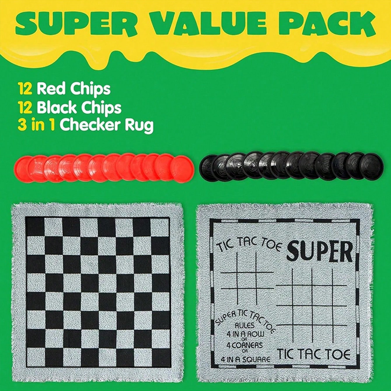 3-in-1 Vintage Game Set - Gian - Tic Tac Toe Giant recension och pris